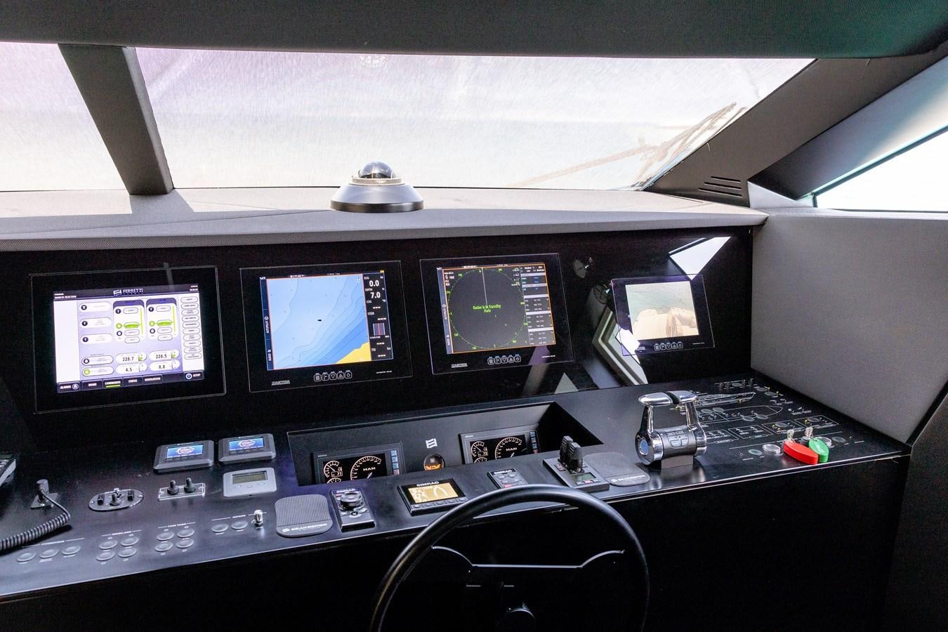 a control panel in a vehicle aboard LEWENSLUST Yacht for Sale
