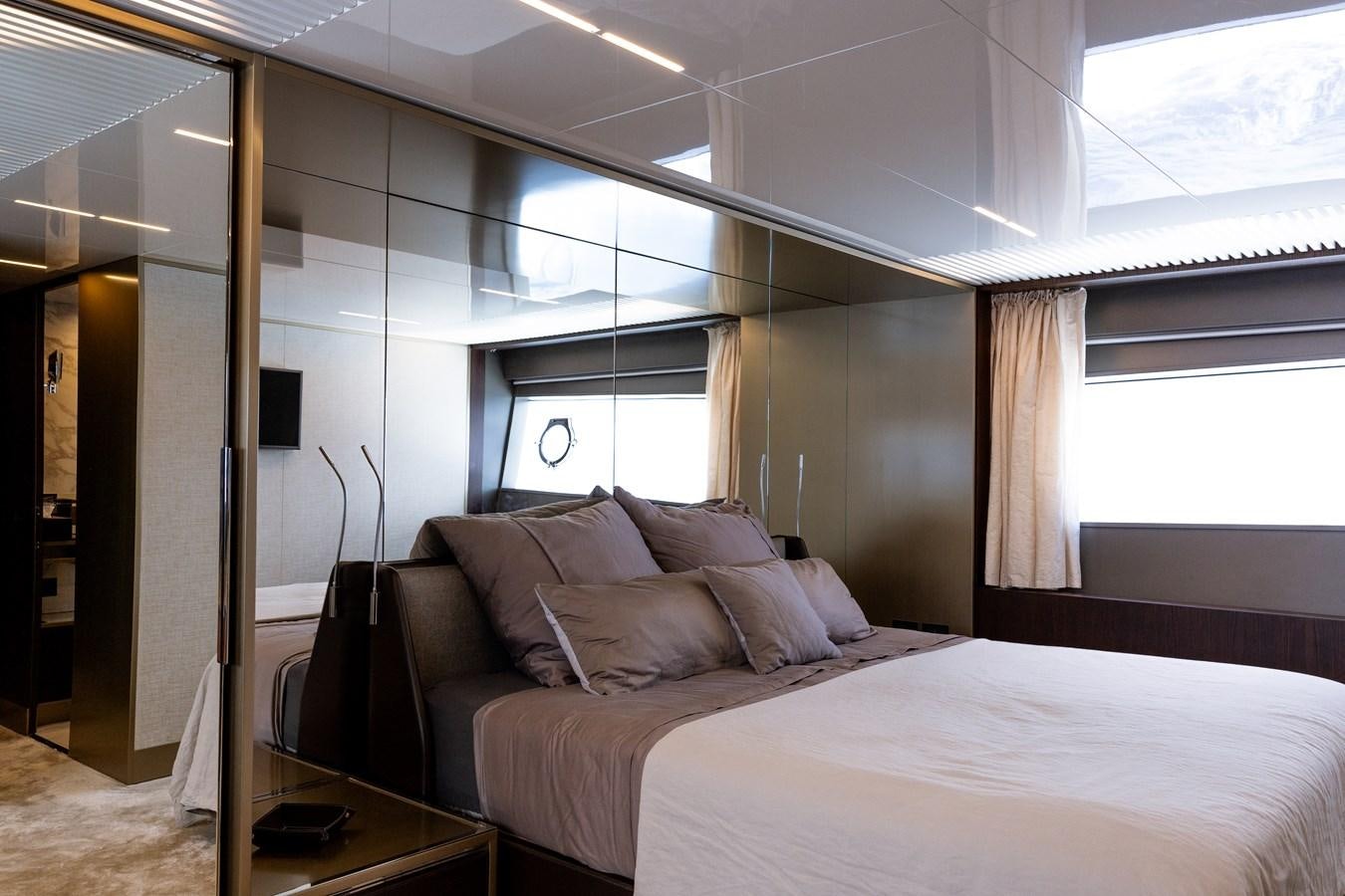 a bed in a room aboard LEWENSLUST Yacht for Sale