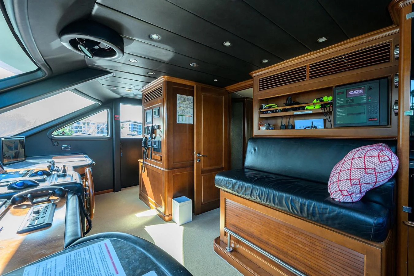 a living room with a couch and a tv aboard ARTHUR’S WAY Yacht for Sale