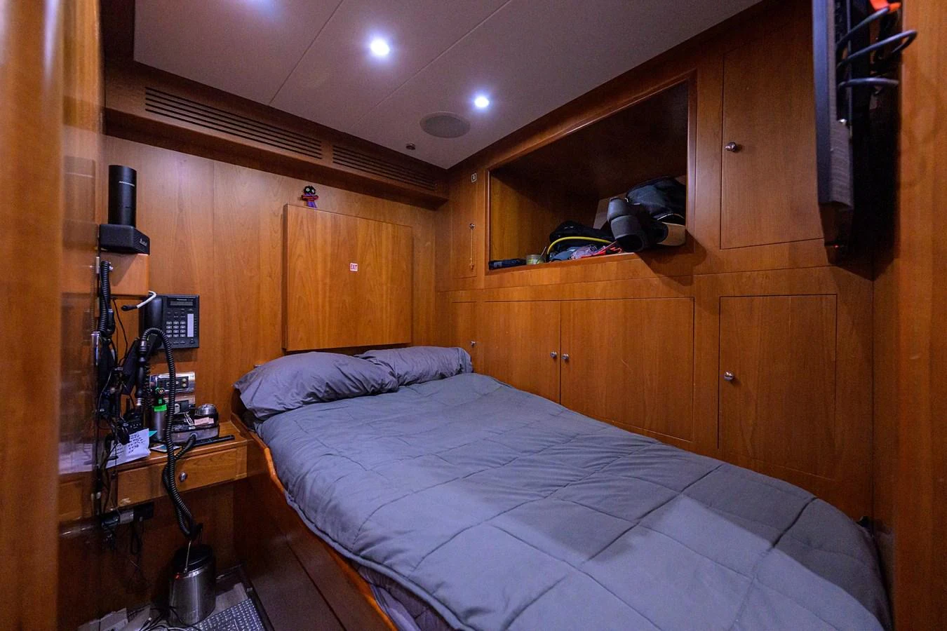 a bed in a room aboard ARTHUR’S WAY Yacht for Sale