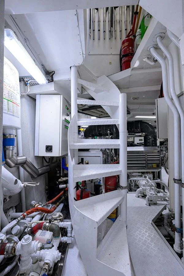 a room with white shelves and equipment aboard ARTHUR’S WAY Yacht for Sale