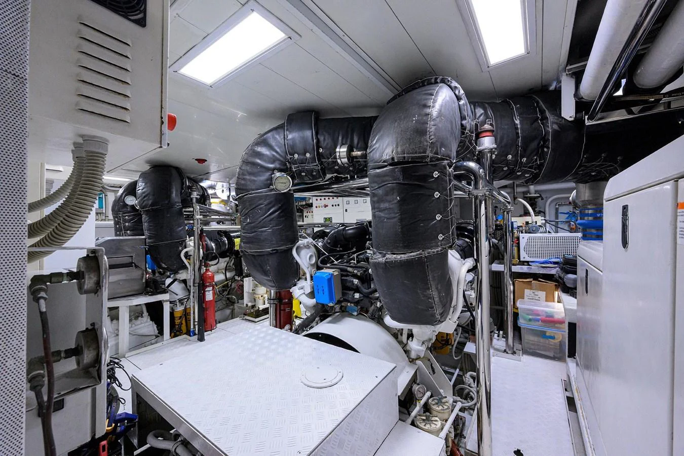 a large machine in a factory aboard ARTHUR’S WAY Yacht for Sale