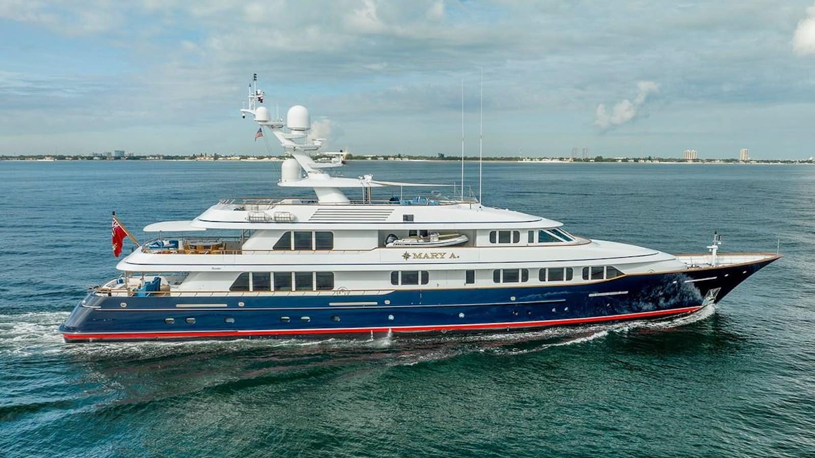 a large boat in the water aboard MARY A Yacht for Sale
