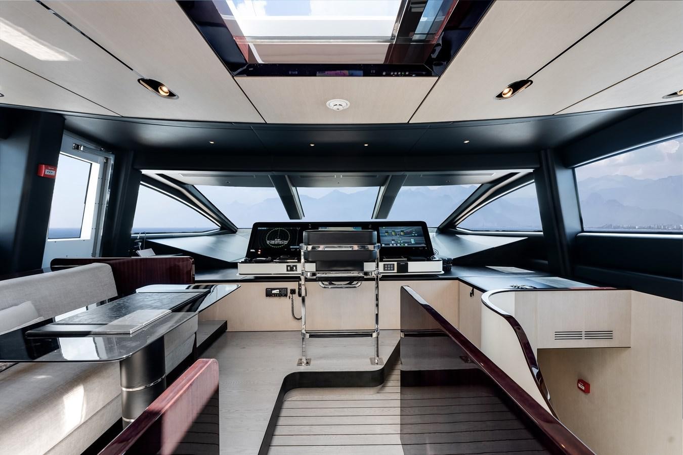 inside of a vehicle aboard AMICO Yacht for Sale