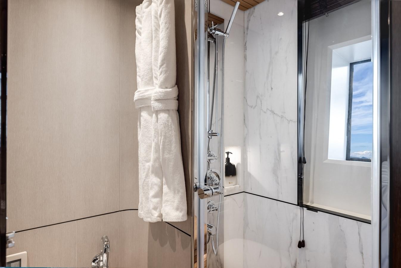 a towel on a rack aboard AMICO Yacht for Sale