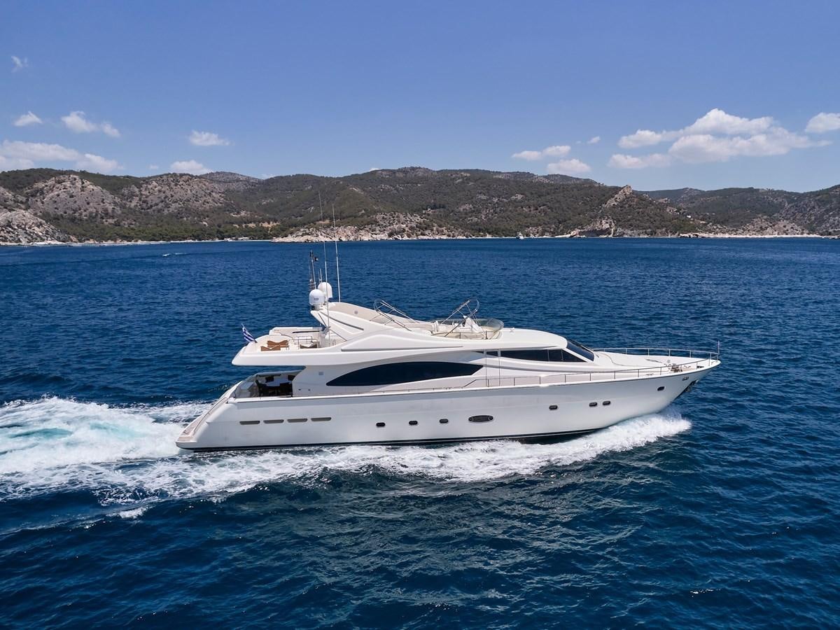 a white boat on the water aboard ESTIA YI Yacht for Sale