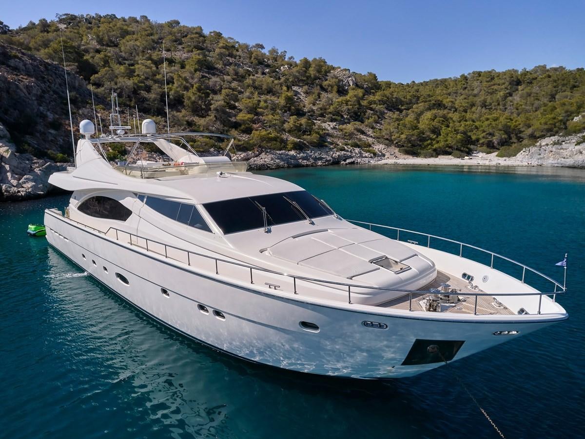 a white yacht in the water aboard ESTIA YI Yacht for Sale