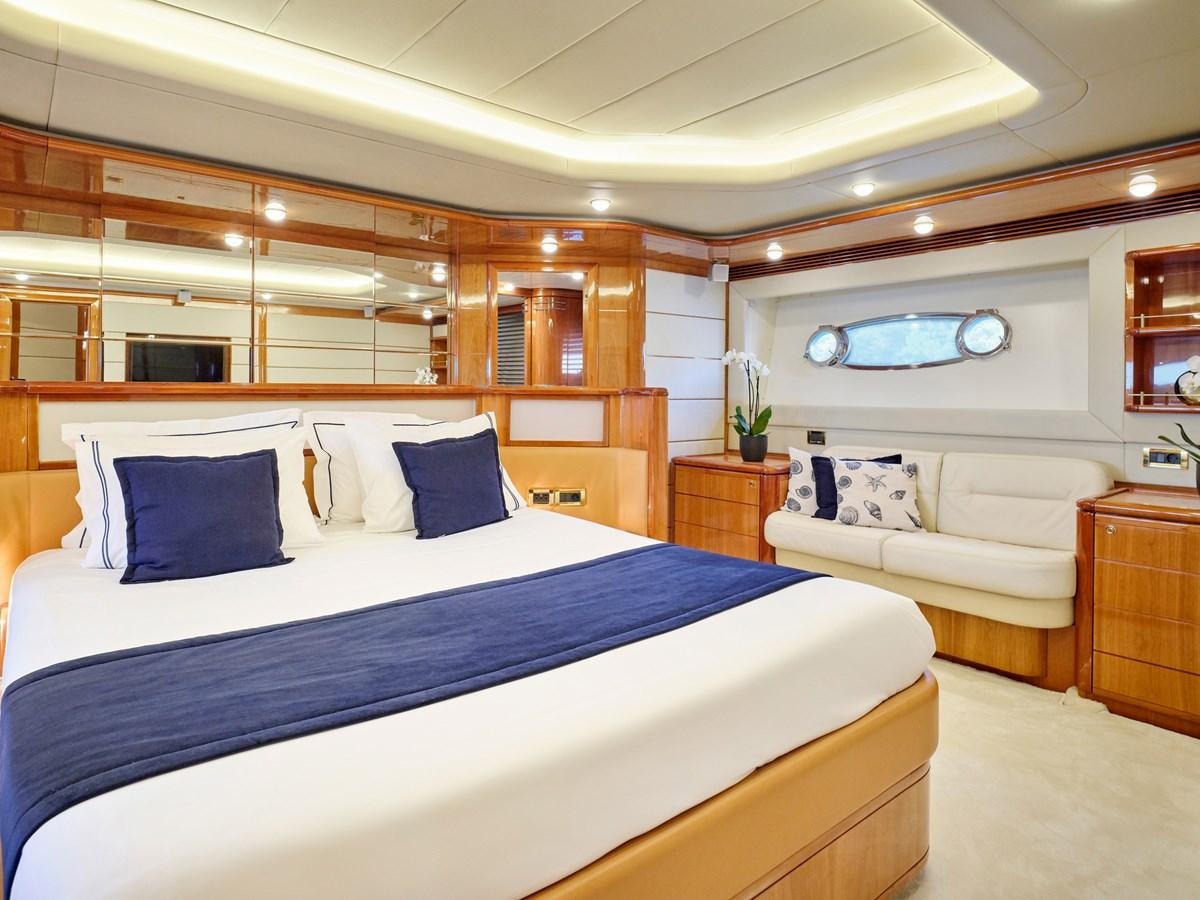 a large bedroom with a large bed aboard ESTIA YI Yacht for Sale