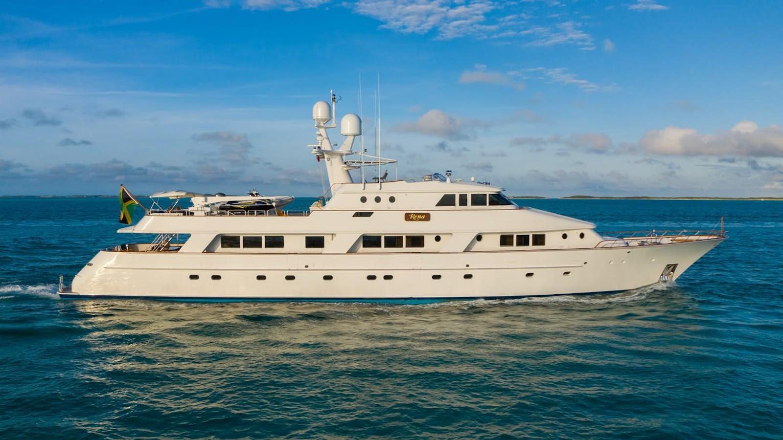 a white boat in the water aboard RENA Yacht for Sale