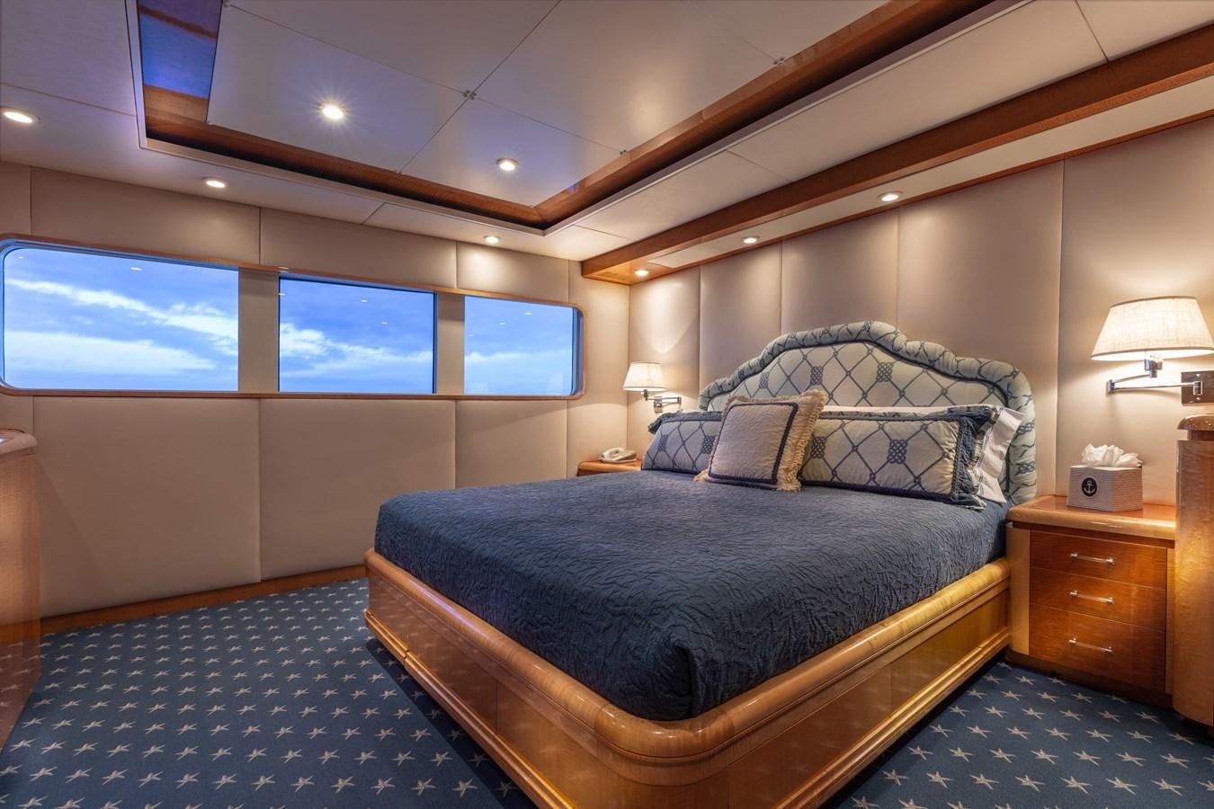 a bed in a room aboard RENA Yacht for Sale