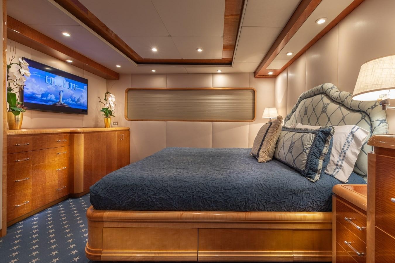 a bed in a room aboard RENA Yacht for Sale