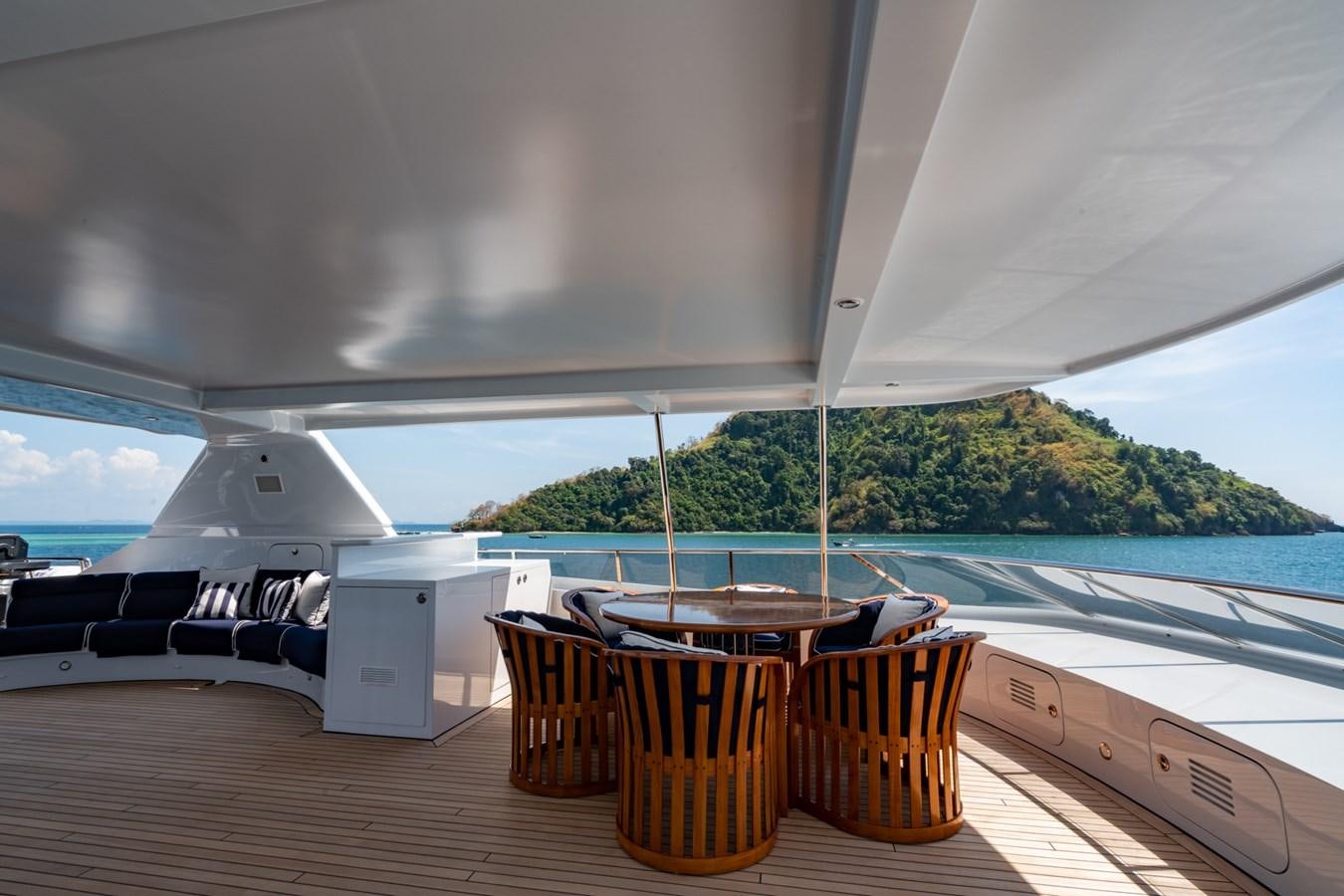 a boat on a deck aboard LADY AZUL Yacht for Sale