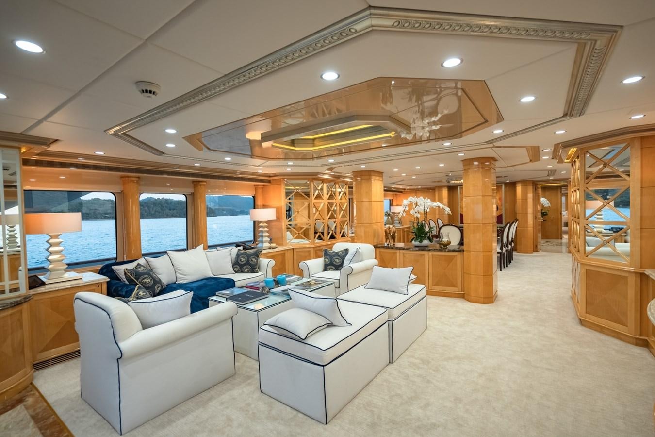 a room with a large window and a large open door aboard LADY AZUL Yacht for Sale