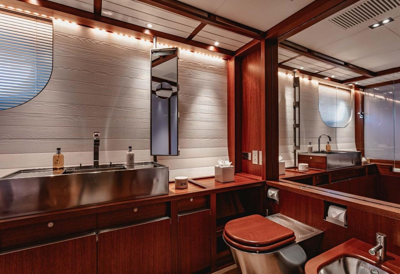 a bathroom with a sink and a toilet aboard ROSEHEARTY Yacht for Sale