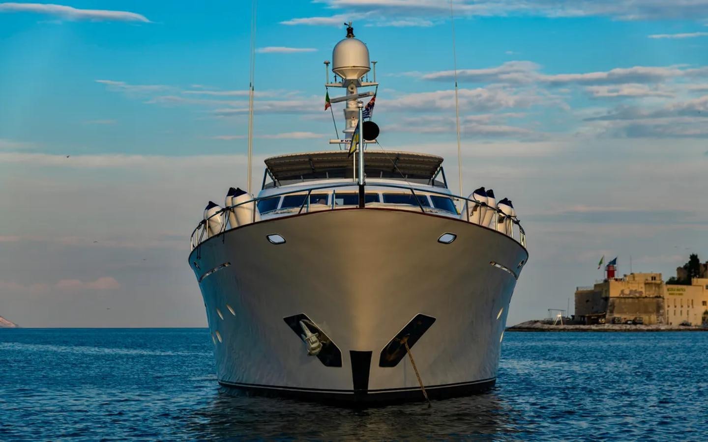 a boat in the water aboard NIGHTFLOWER Yacht for Sale