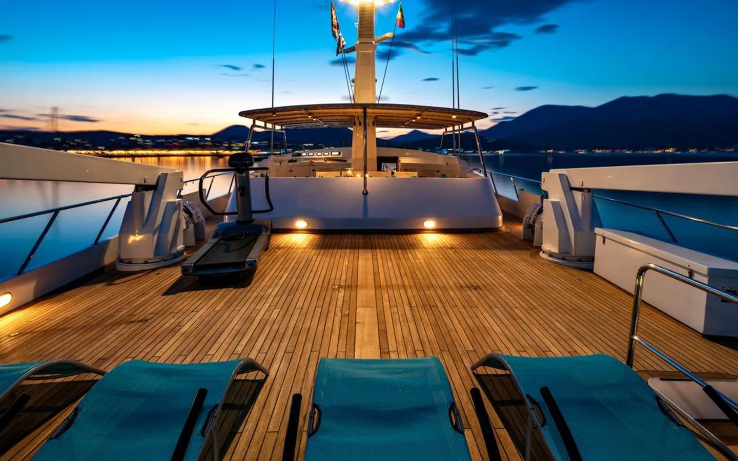 a boat on the water aboard NIGHTFLOWER Yacht for Sale
