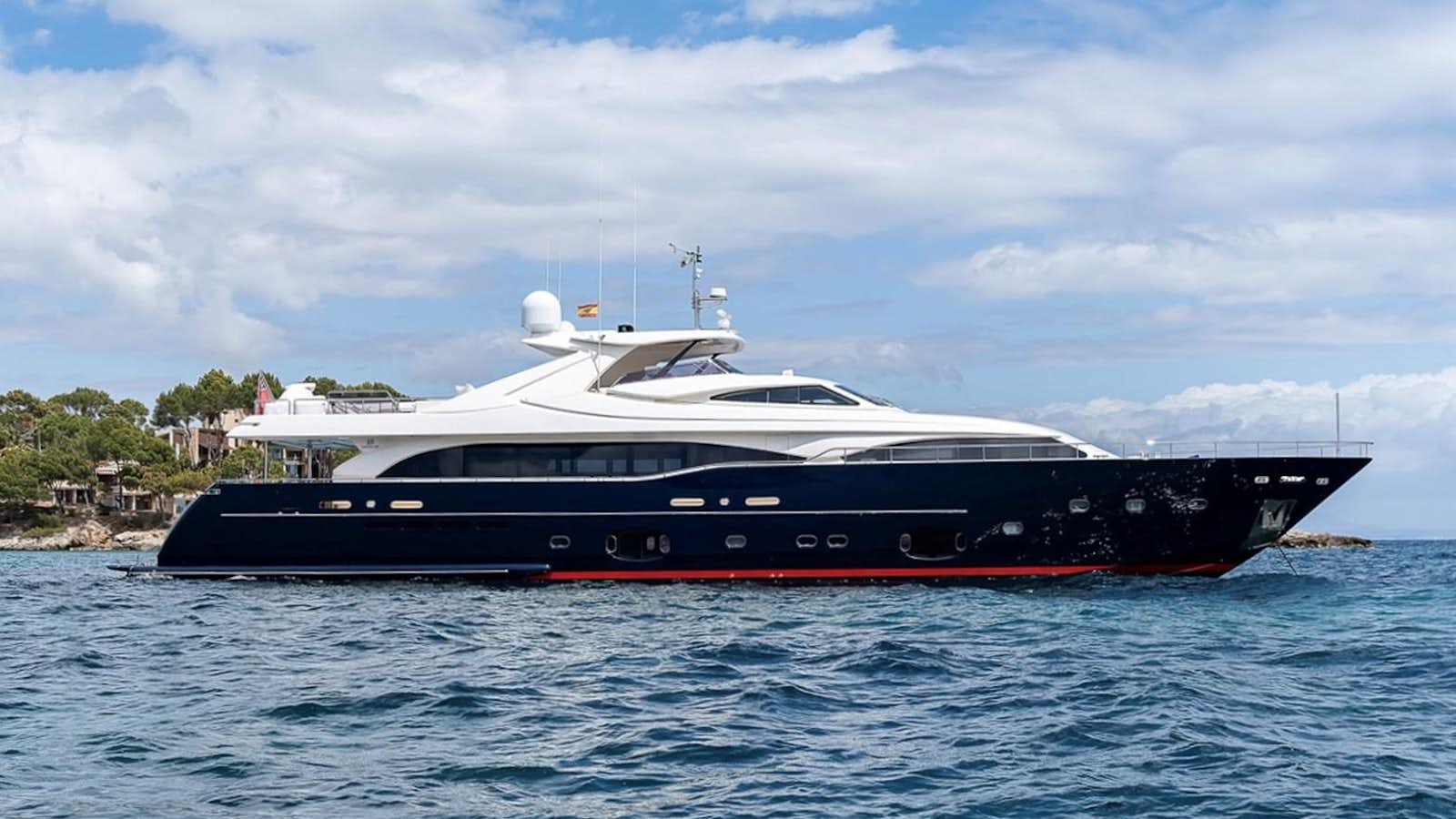 a large boat in the water aboard NATI TRE Yacht for Sale