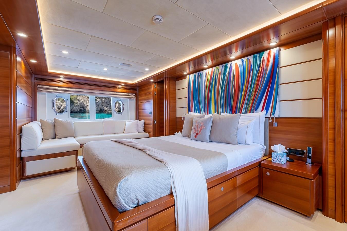 a bed in a room aboard MALEN Yacht for Sale