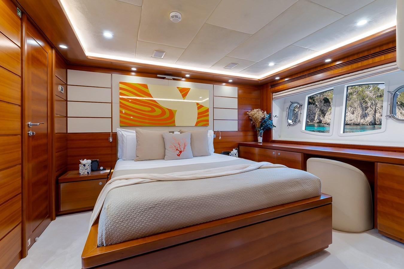 a bed in a room aboard MALEN Yacht for Sale