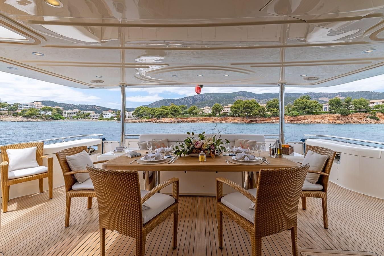 a table set for a meal aboard MALEN Yacht for Sale