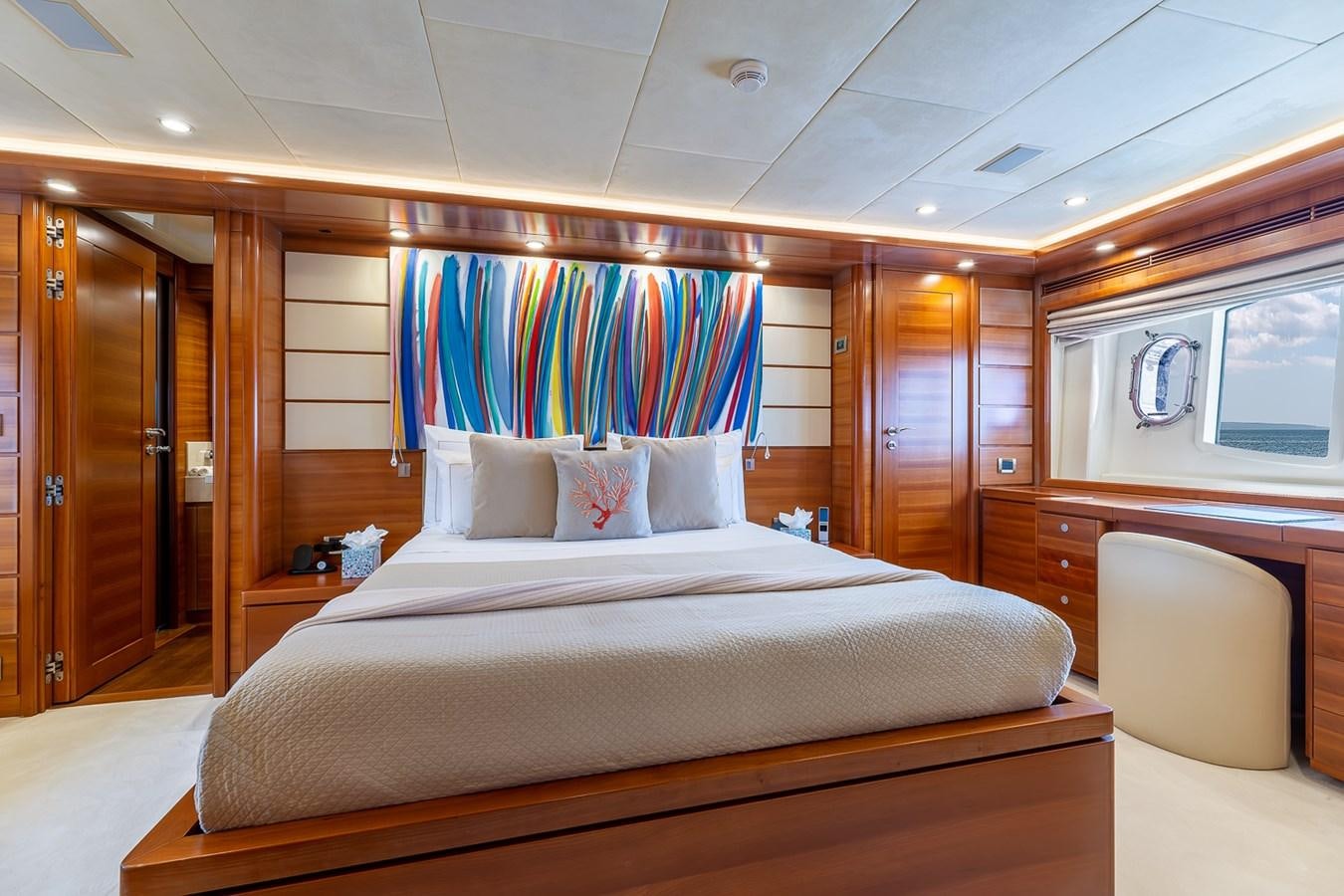 a bed in a room aboard MALEN Yacht for Sale