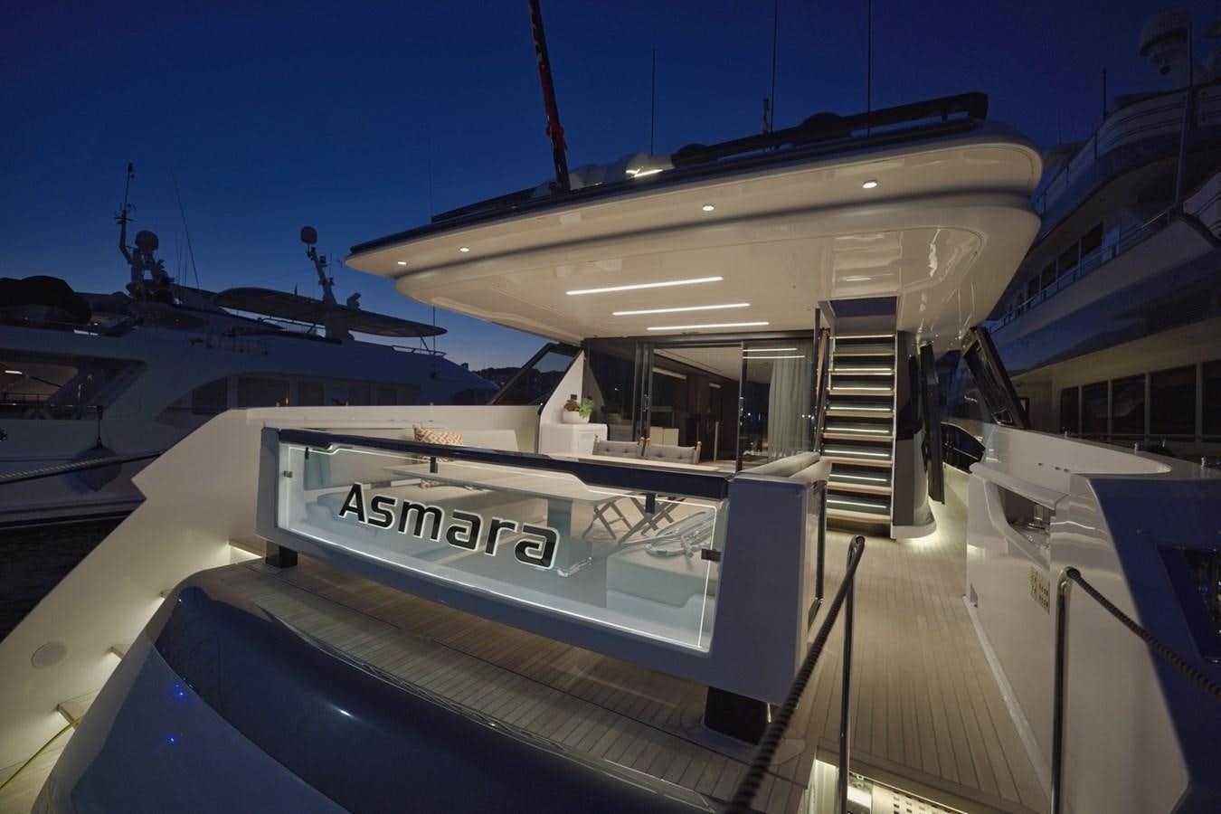 a boat docked at a pier aboard ASMARA Yacht for Sale