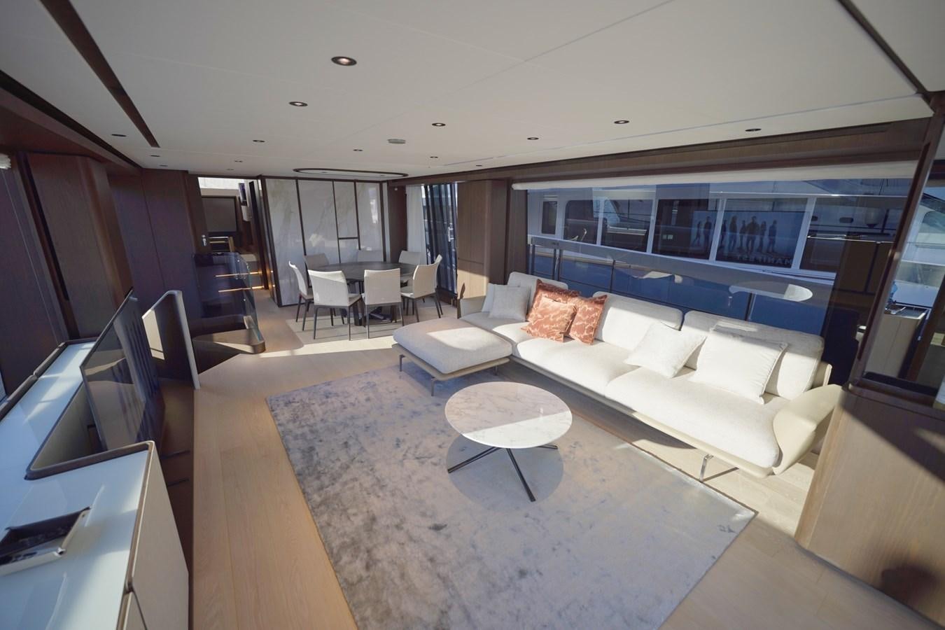 a living room with a large window aboard ASMARA Yacht for Sale