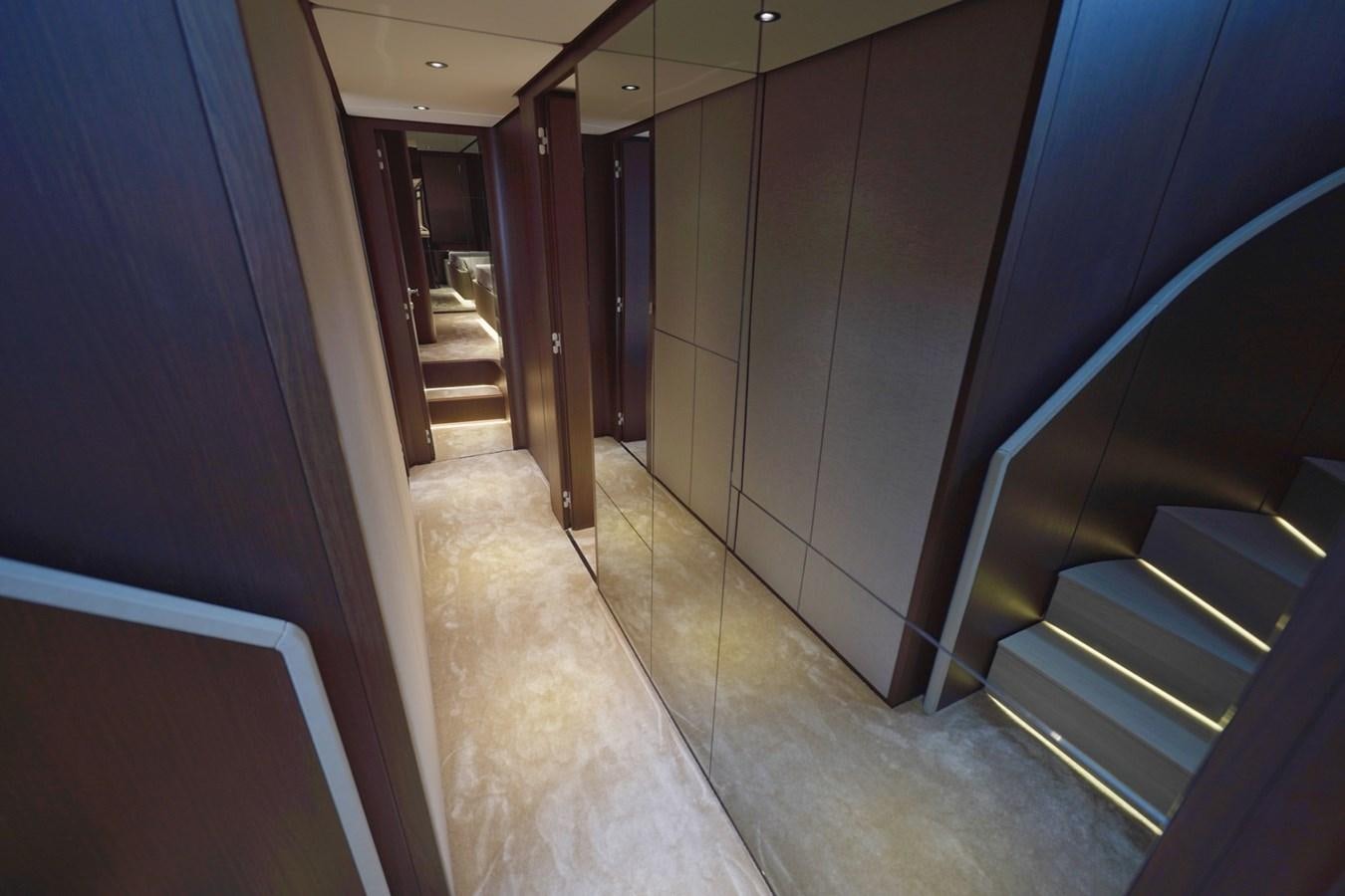 a hallway with a glass door aboard ASMARA Yacht for Sale