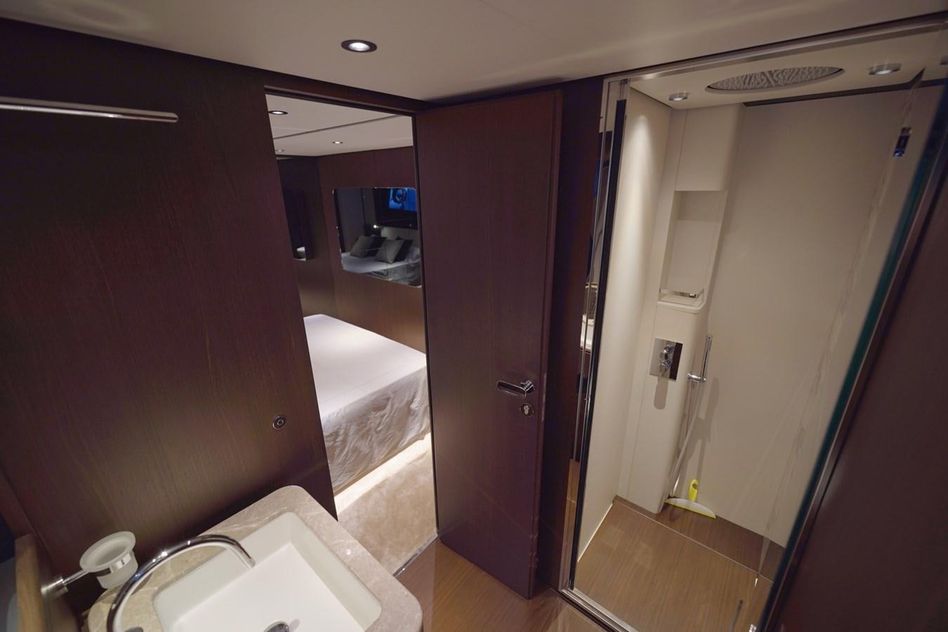 a bathroom with a sink and a mirror aboard ASMARA Yacht for Sale