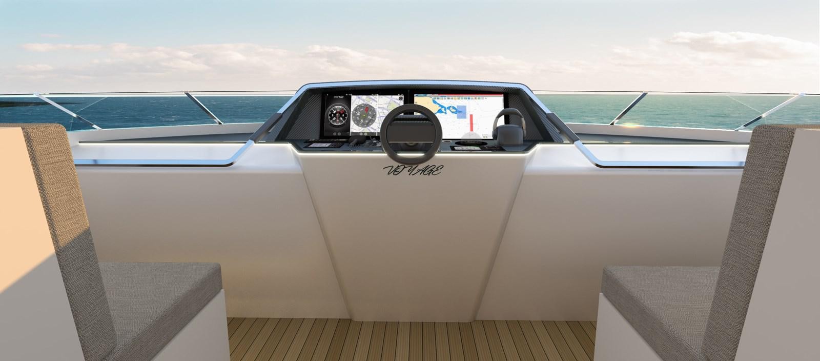 the inside of a car aboard VOYAGE ONE Yacht for Sale