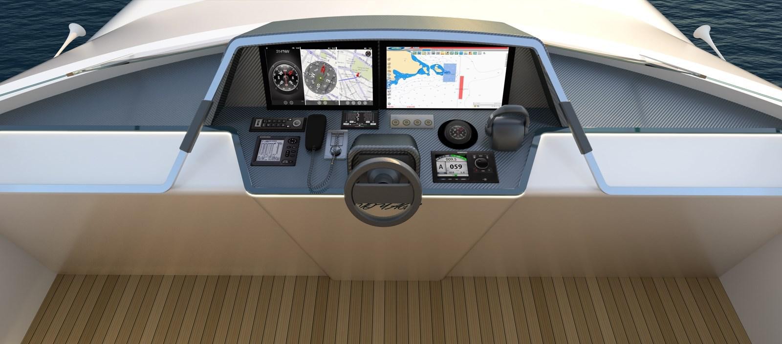 the dashboard of a car aboard VOYAGE ONE Yacht for Sale