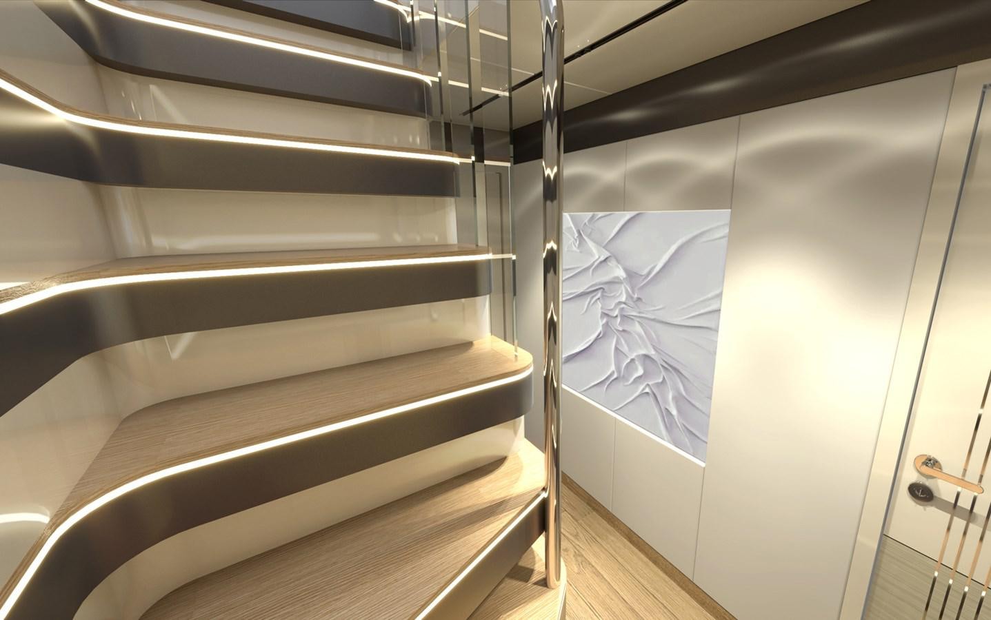 a white bed in a room aboard VOYAGE ONE Yacht for Sale