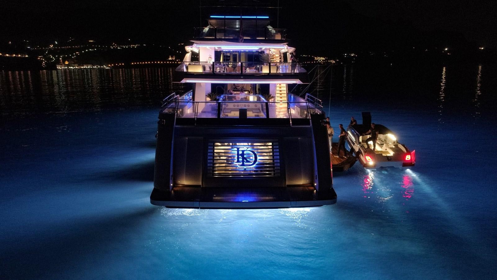 a boat with lights on it aboard ALULIM Yacht for Sale
