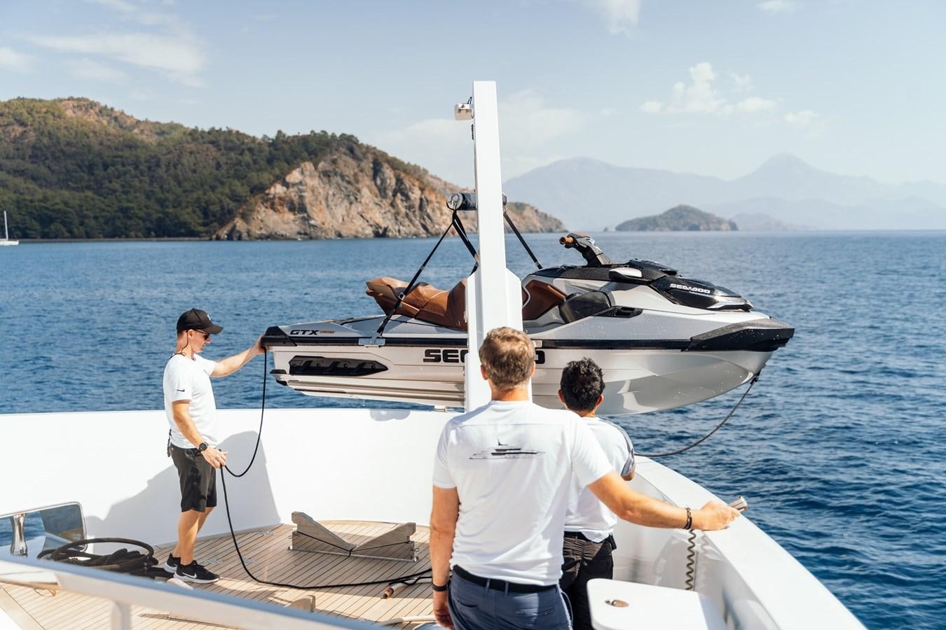a group of people on a boat aboard ALULIM Yacht for Sale