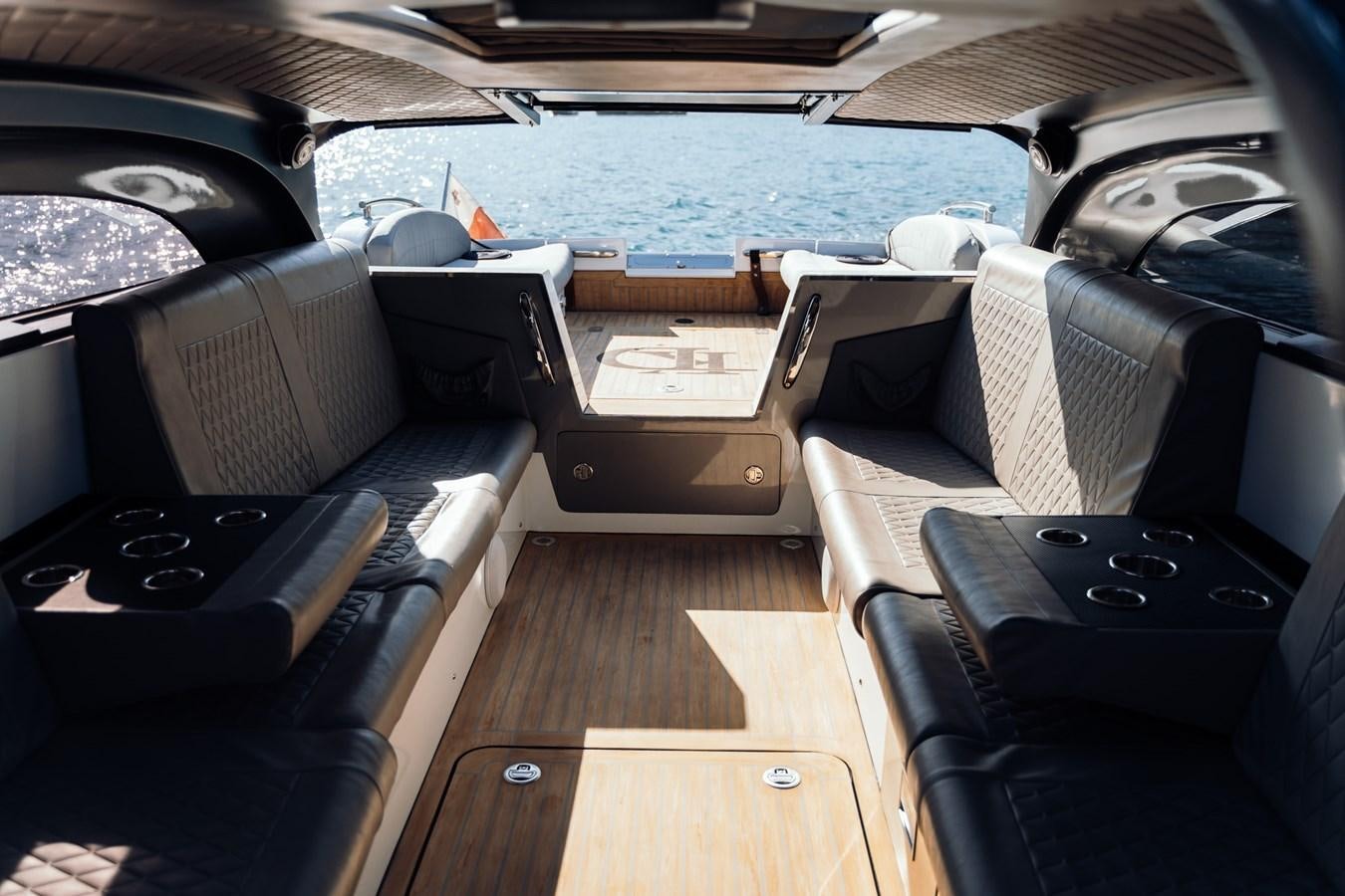 inside of a car aboard ALULIM Yacht for Sale