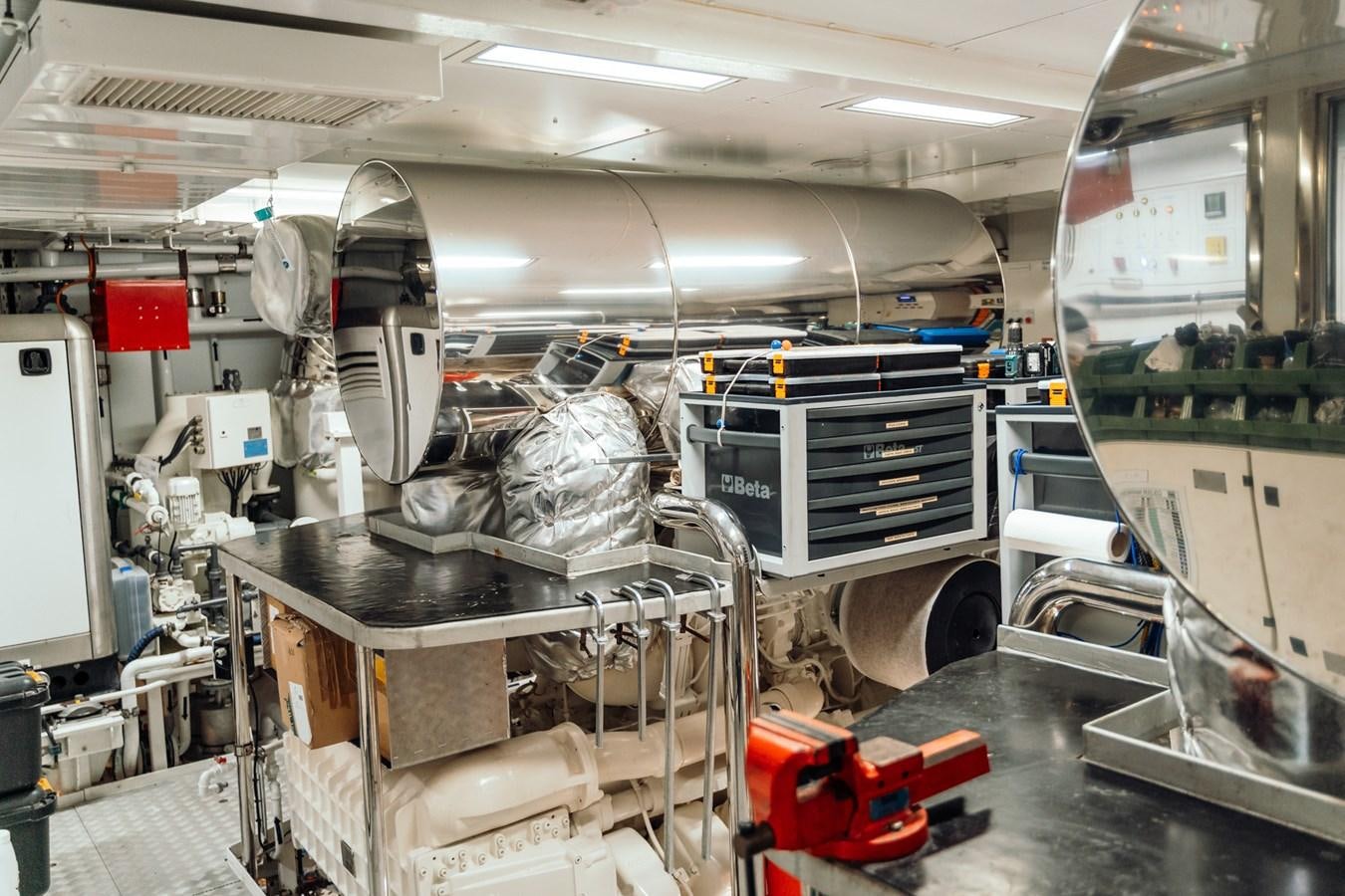 a large room with machinery aboard ALULIM Yacht for Sale