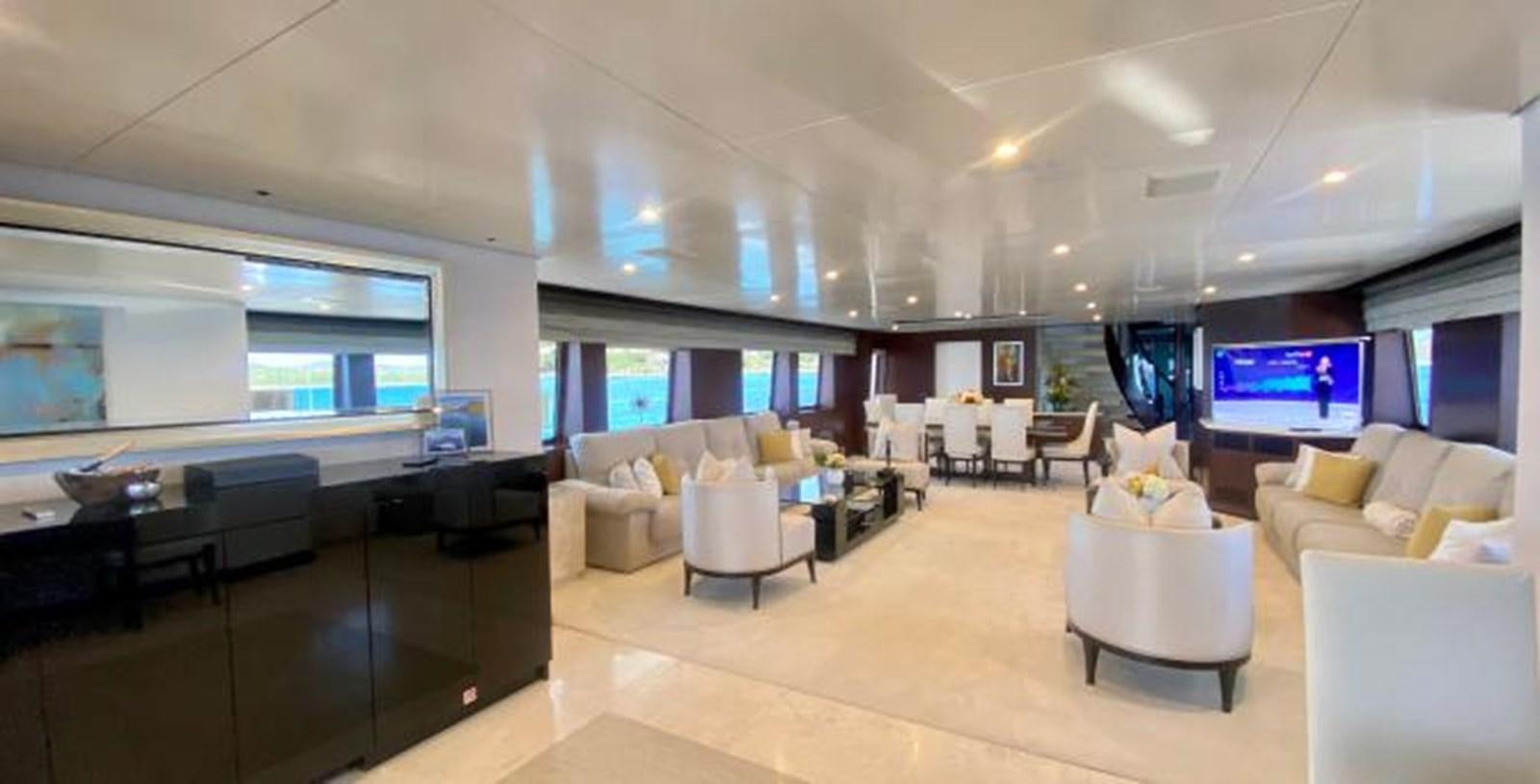 a room with a large screen aboard LADY NORA Yacht for Sale