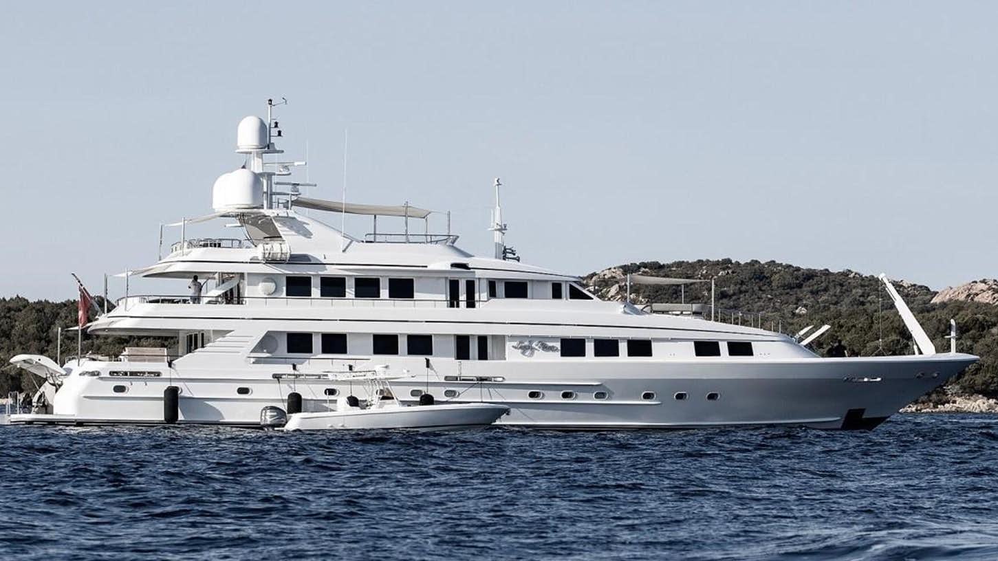 a large white boat in the water aboard LADY NORA Yacht for Sale