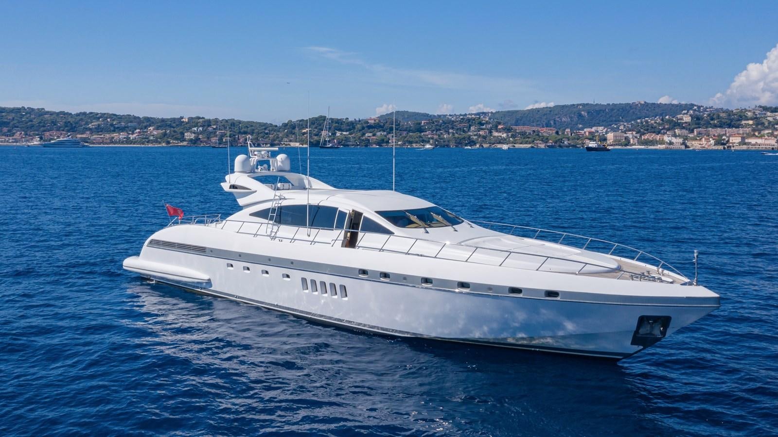 a white yacht in the water aboard POPEYE Yacht for Sale