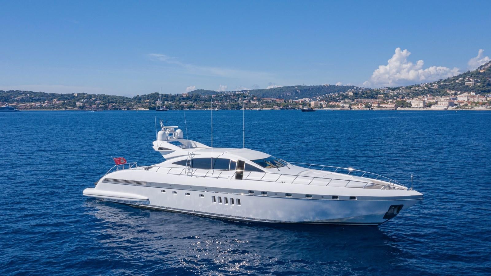 a white yacht in the water aboard POPEYE Yacht for Sale