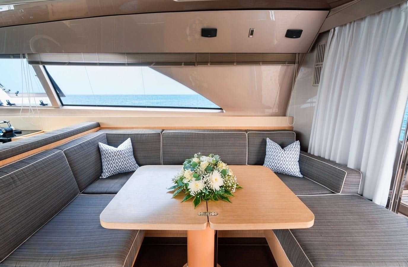 a room with a table and couch aboard 2008 RIVA SUPER EGO 68 Yacht for Sale