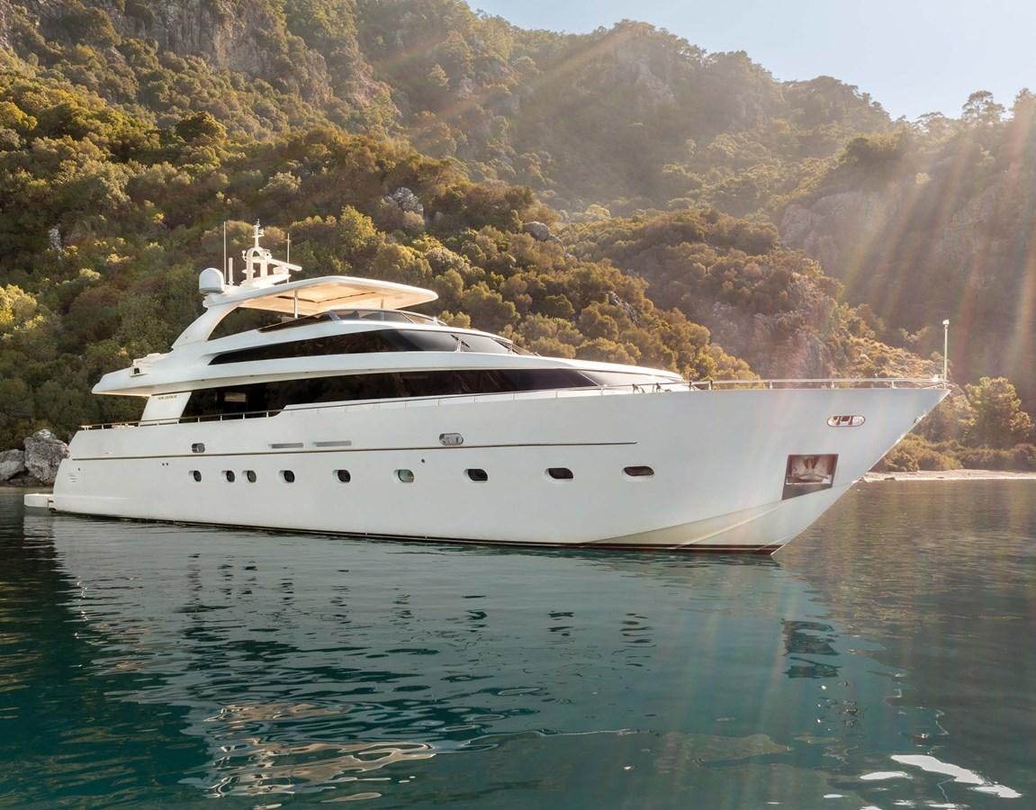 a white yacht on the water aboard 2009 SANLORENZO SL88 #541 Yacht for Sale