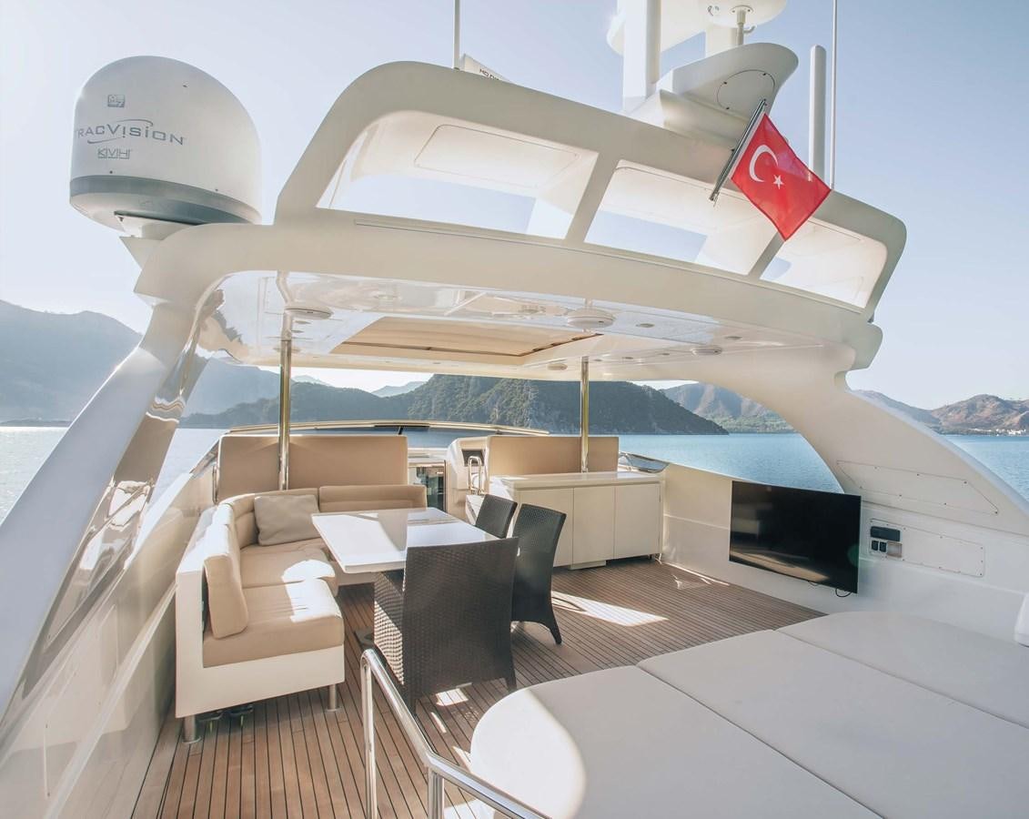 a modern house with a large white roof aboard 2009 SANLORENZO SL88 #541 Yacht for Sale