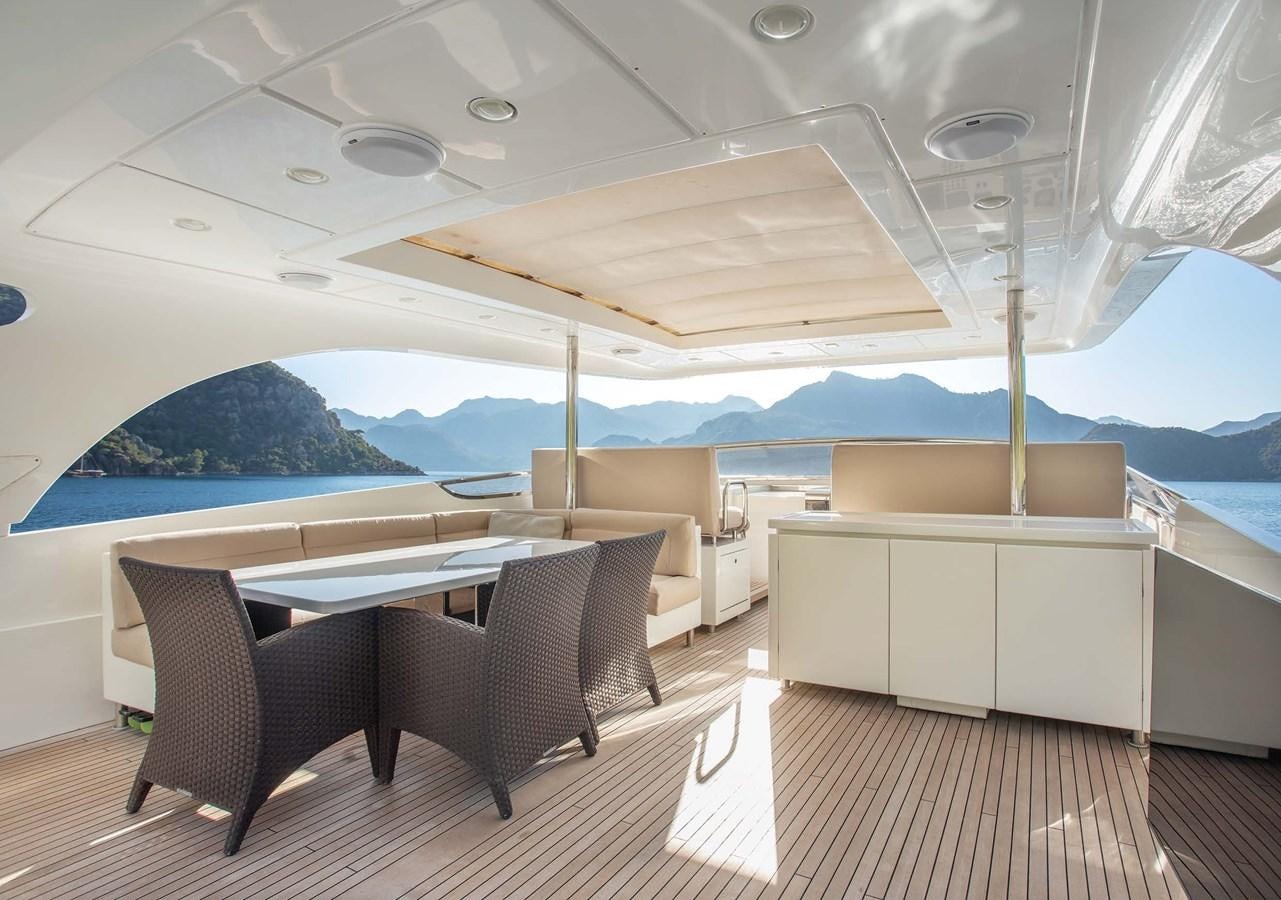 a room with chairs and tables aboard 2009 SANLORENZO SL88 #541 Yacht for Sale