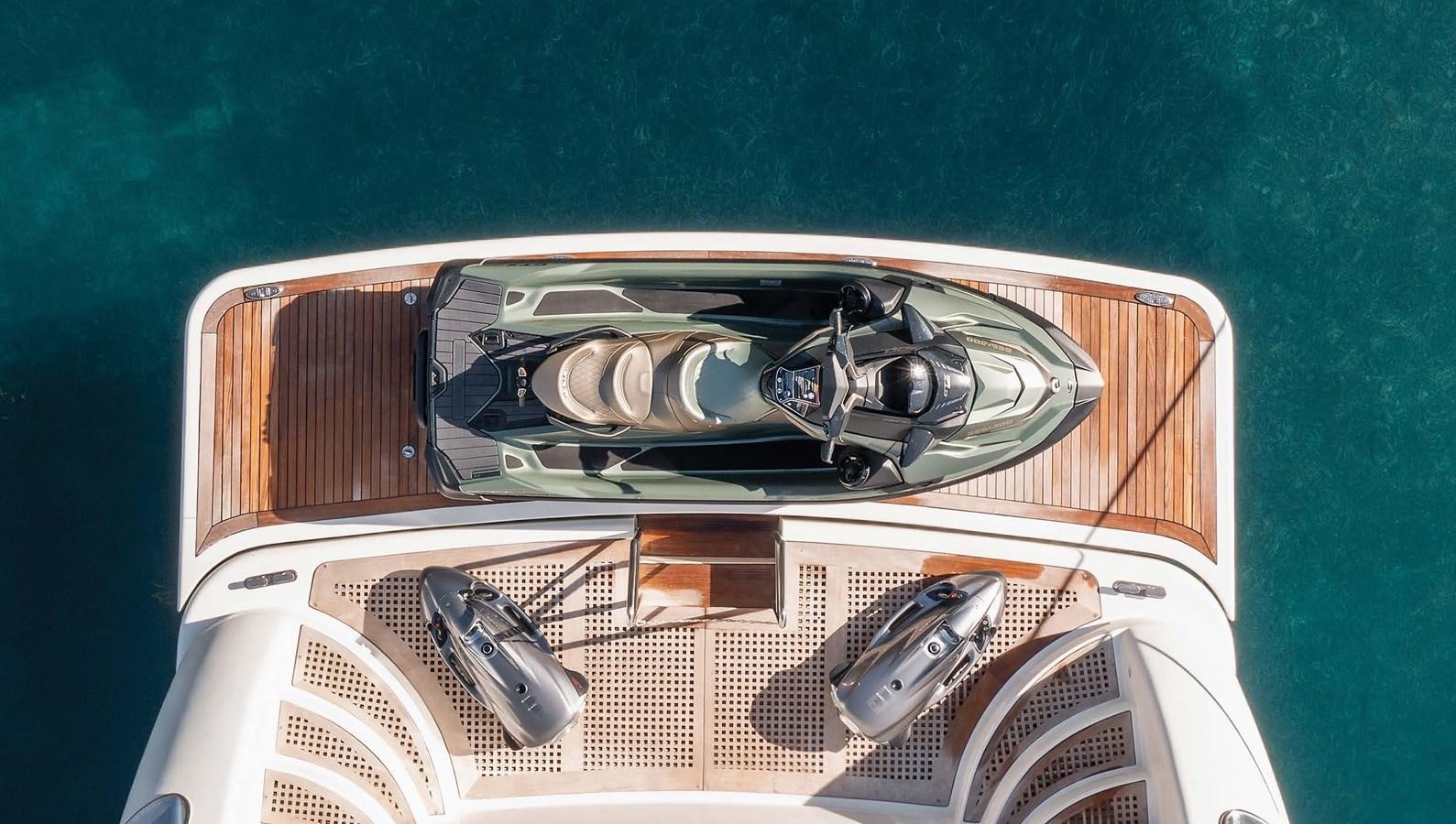 a car with its hood open aboard 2009 SANLORENZO SL88 #541 Yacht for Sale