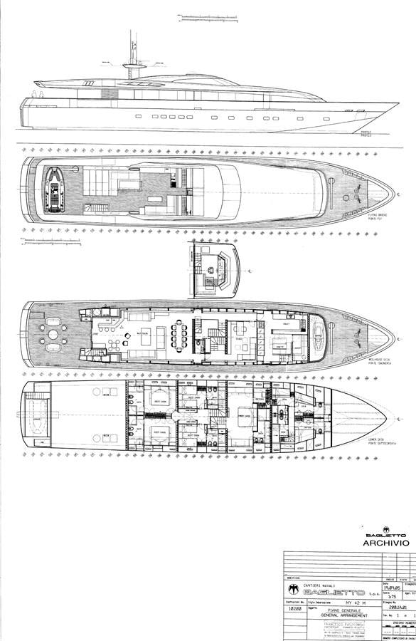 diagram, engineering drawing aboard TIN TIN Yacht for Sale
