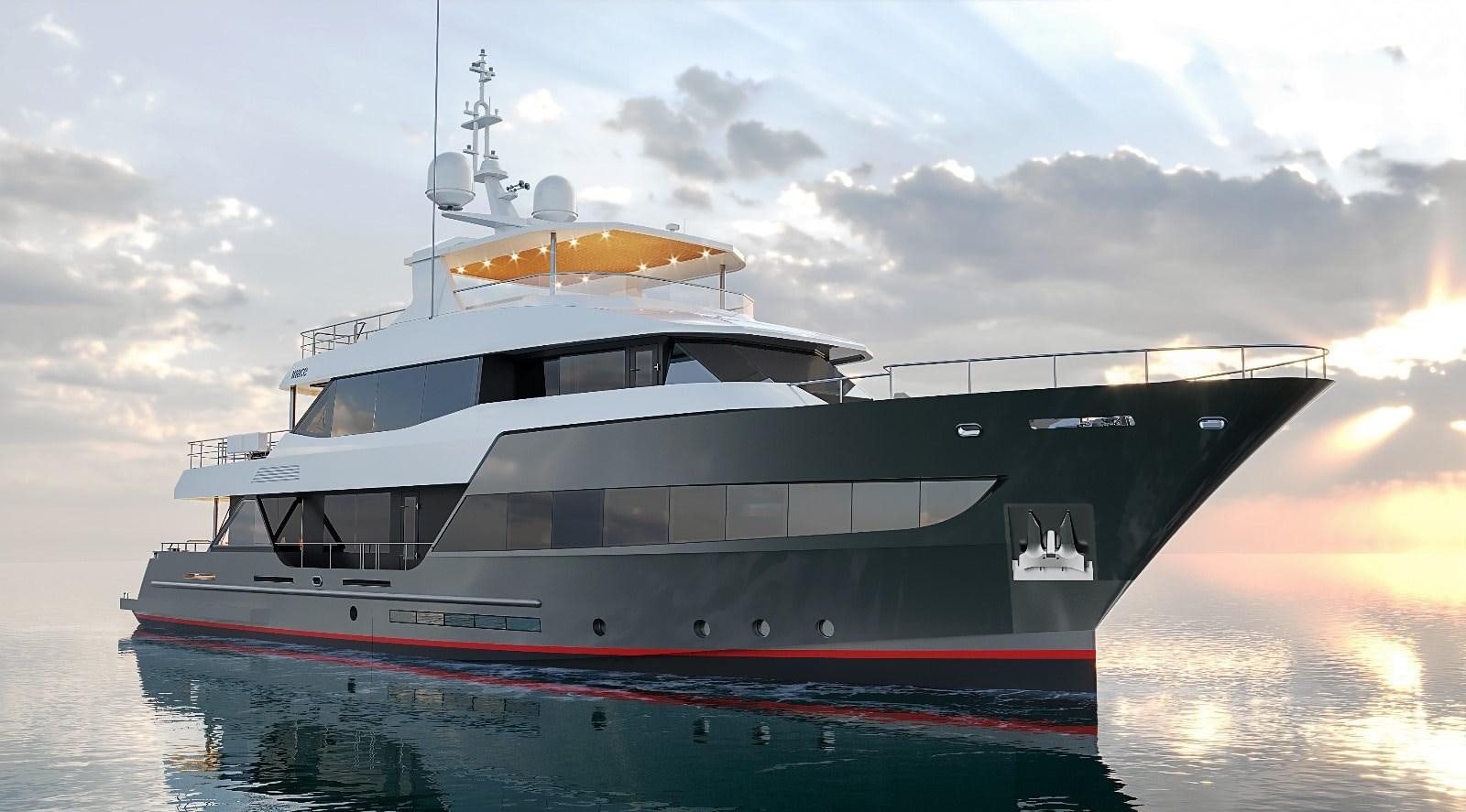 a boat on the water aboard AVENTURA 130 Yacht for Sale