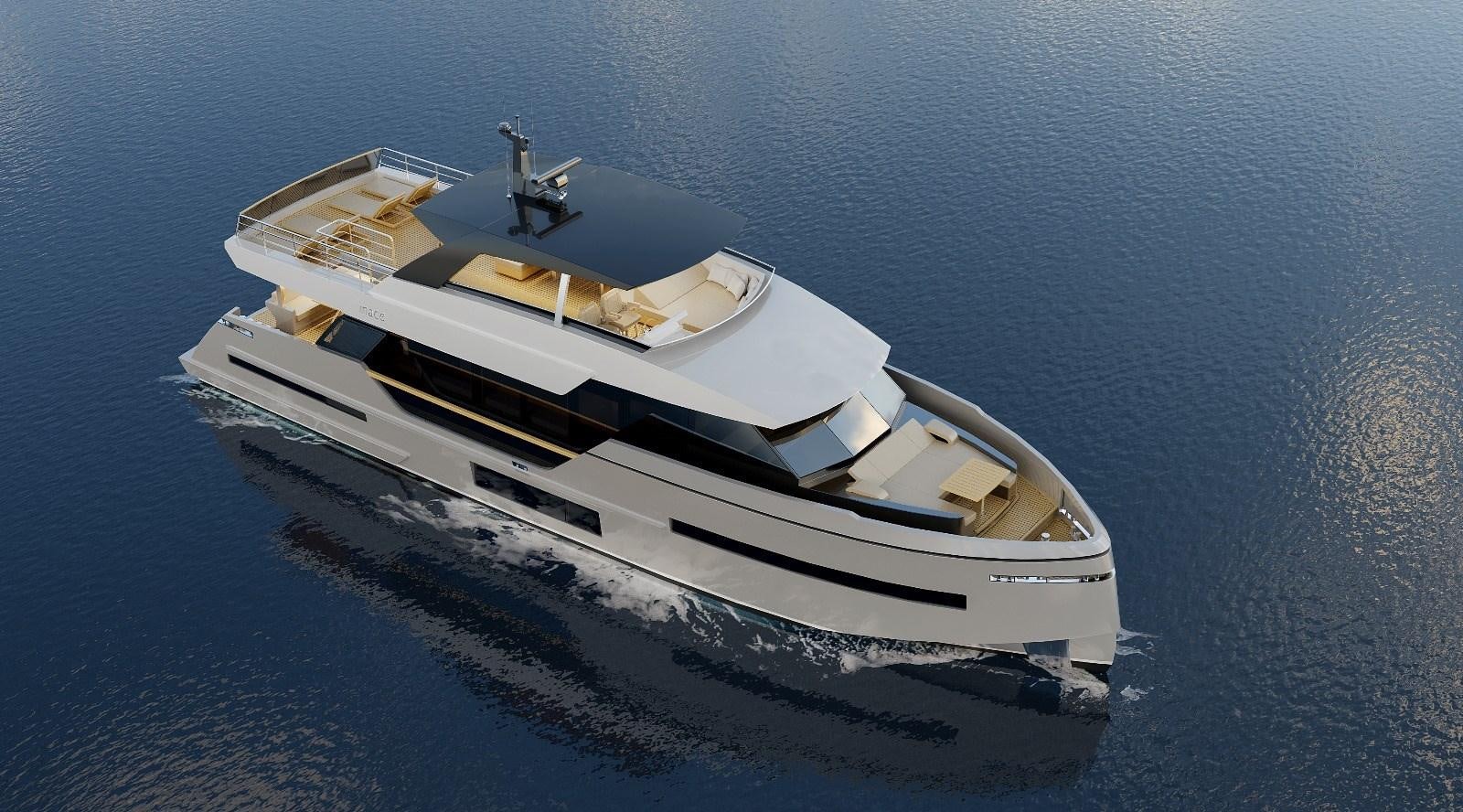 a white boat on the water aboard EXPLORA 90 Yacht for Sale