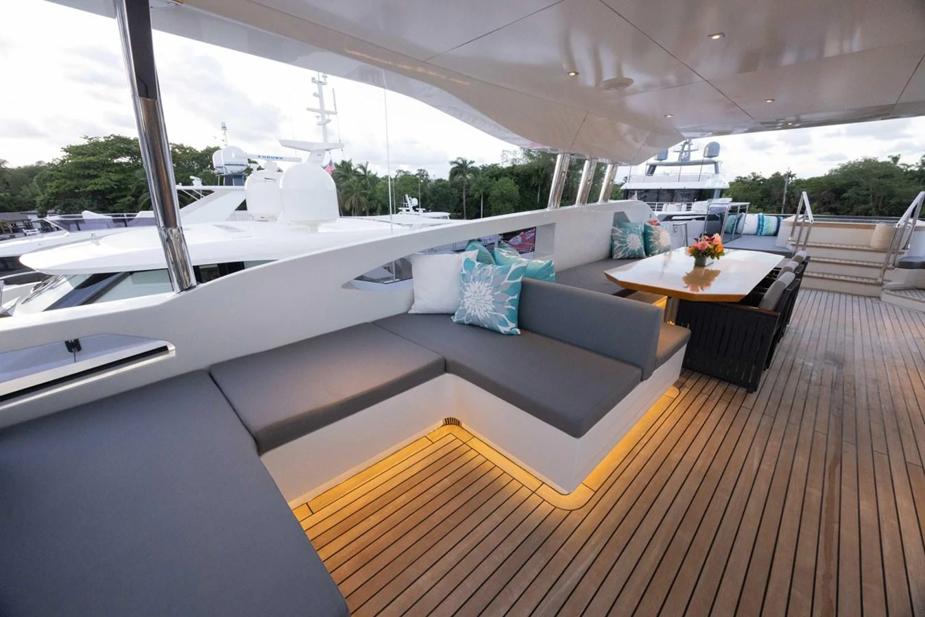 a boat on a deck aboard KANDO Yacht for Sale