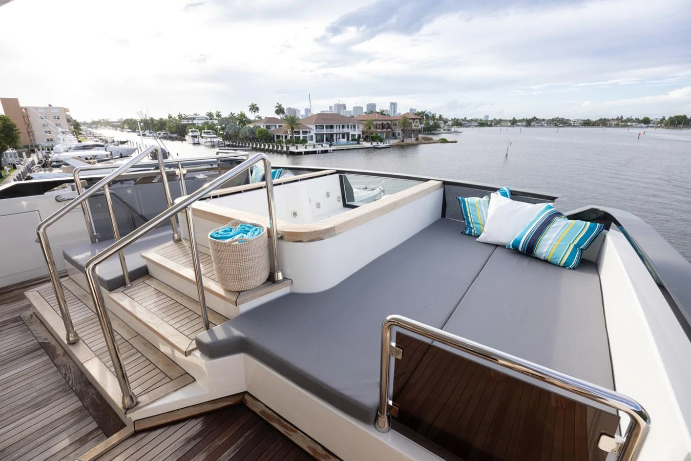 a boat docked on a dock aboard KANDO Yacht for Sale